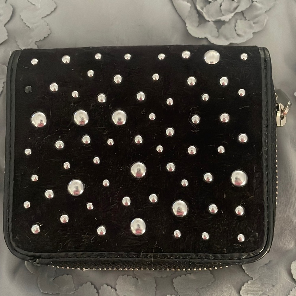 Juicy Couture studded black velour wallet